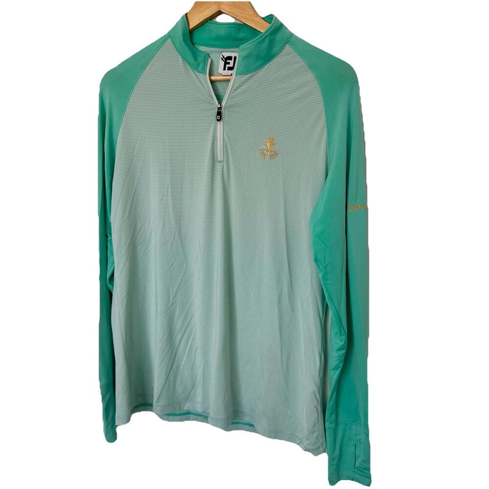 FootJoy Quarter Zip Womens L Mint Green Striped Eagle Vines Napa Valley Golfcore